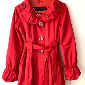 Betsey Johnson Red, Peplum Trench Coat - Medium